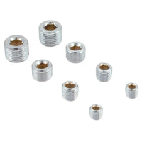 Spectre Pipe Plug Kit - Includes (2) 1/8in. / 1/4in. / 3/8in. / 1/2in. Plugs - Chrome - Engine Components