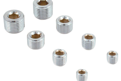 Spectre Pipe Plug Kit - Includes (2) 1/8in. / 1/4in. / 3/8in. / 1/2in. Plugs - Chrome - Engine Components