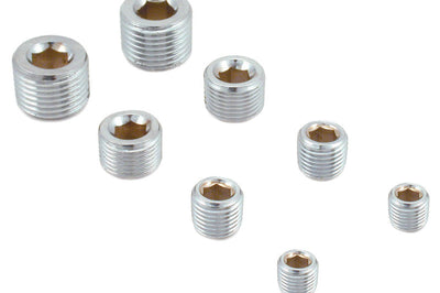 Spectre Pipe Plug Kit - Includes (2) 1/8in. / 1/4in. / 3/8in. / 1/2in. Plugs - Chrome - Engine Components