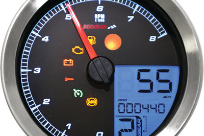 Koso Speedo / Tach Sil Bezel Lcd Color Change Display - Silver - Harddrive Products