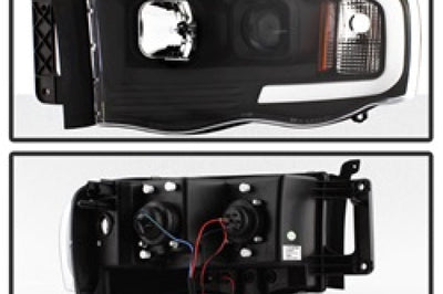 SPYDER Spyder 02-05 Dodge Ram 1500 Light Bar Projector Headlights - Black (PRO-YD-DR02V2-LB-BK) - Lights