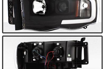 SPYDER Spyder 02-05 Dodge Ram 1500 Light Bar Projector Headlights - Black (PRO-YD-DR02V2-LB-BK) - Lights