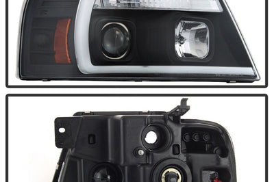 SPYDER Spyder 04-08 Ford F-150 Projector Headlights - Light Bar DRL - Black PRO-YD-FF15004V2-LB-BK - Lights