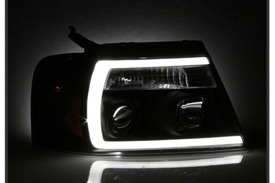 SPYDER Spyder 04-08 Ford F-150 Projector Headlights - Light Bar DRL - Black PRO-YD-FF15004V2-LB-BK - Lights