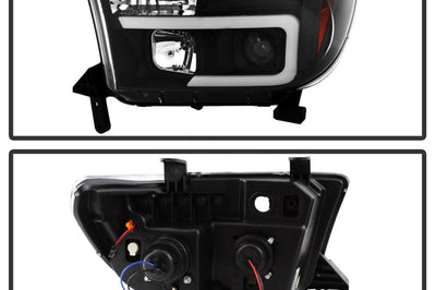 SPYDER Spyder 08-13 Toyota Sequoia Projector Headlights - Light Bar DRL - Black PRO-YD-TTU07V2-LB-BK - Lights