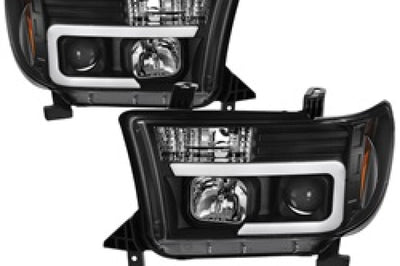 SPYDER Spyder 08-13 Toyota Sequoia Projector Headlights - Light Bar DRL - Black PRO-YD-TTU07V2-LB-BK - Lights