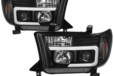 SPYDER Spyder 08-13 Toyota Sequoia Projector Headlights - Light Bar DRL - Black PRO-YD-TTU07V2-LB-BK - Lights