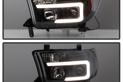 SPYDER Spyder 08-13 Toyota Sequoia Projector Headlights - Light Bar DRL - Black PRO-YD-TTU07V2-LB-BK - Lights