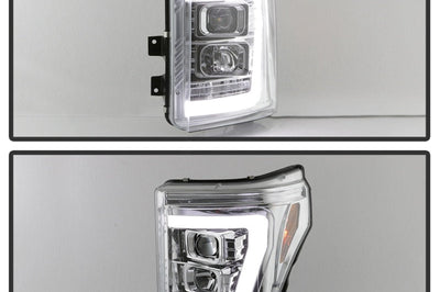 SPYDER Spyder 11-16 Ford F-250/F-350 V2 Projector Headlights - Light Bar DRL - Chrome PRO-YD-FS11V2-LB-C - Lights