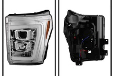 SPYDER Spyder 11-16 Ford F-250/F-350 V2 Projector Headlights - Light Bar DRL - Chrome PRO-YD-FS11V2-LB-C - Lights