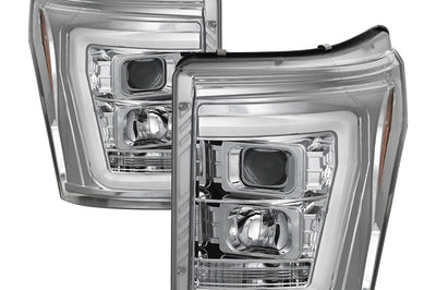 SPYDER Spyder 11-16 Ford F-250/F-350 V2 Projector Headlights - Light Bar DRL - Chrome PRO-YD-FS11V2-LB-C - Lights