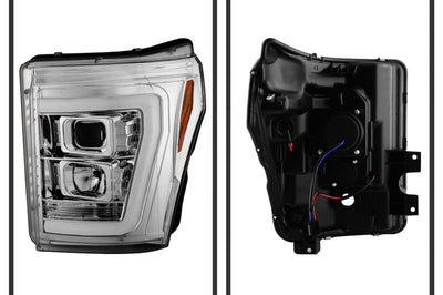 SPYDER Spyder 11-16 Ford F-250/F-350 V2 Projector Headlights - Light Bar DRL - Chrome PRO-YD-FS11V2-LB-C - Lights