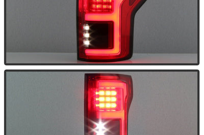 SPYDER Spyder 15-18 Ford F-150 LED Tail Lights (w/Blind Spot) - Red Clear (ALT-YD-FF15015BS-LBLED-RC)