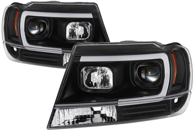 SPYDER Spyder 99-04 Jeep Grand Cherokee Projector Headlights - Light Bar DRL LED - Black - Lights
