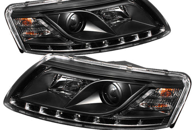 SPYDER Spyder Audi A6 05-07 Projector Headlights Halogen Model Only - DRL Black PRO-YD-ADA605-DRL-BK - Lights