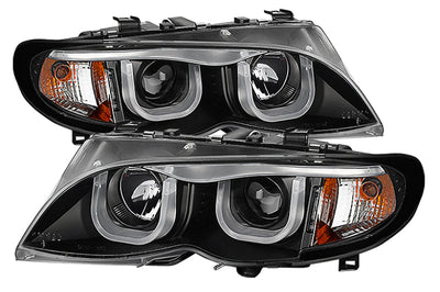 SPYDER Spyder BMW E46 3-Series 02-05 4DR Projector Headlights 1PC 3D Halo Blk PRO-YD-BMWE4602-4D-3DDRL-BK - Lights