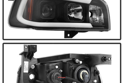 SPYDER Spyder Dodge Charger 06-10 Projector Headlights - LED Light Bar - Black PRO-YD-DCH05V2-LB-BK - Lights