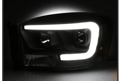 SPYDER Spyder Dodge Ram 1500 06-08 V2 Projector Headlights - Light Bar DRL - Black (PRO-YD-DR06V2-LB-BK) - Lights