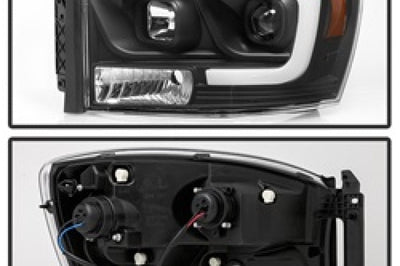 SPYDER Spyder Dodge Ram 1500 06-08 V2 Projector Headlights - Light Bar DRL - Black (PRO-YD-DR06V2-LB-BK) - Lights
