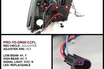 SPYDER Spyder Dodge Ram 1500 09-14 Projector Headlights Halogen- CCFL Halo LED - Blk PRO-YD-DR09-CCFL-BK - Lights