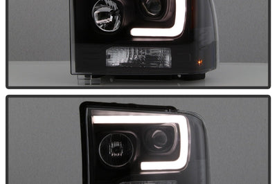 SPYDER Spyder Ford F250/350/450 05-07 Projector Headlights - Light Bar DRL LED - Black PRO-YD-FS05V2-LB-BK - Lights