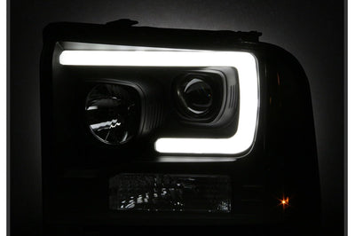 SPYDER Spyder Ford F250/350/450 05-07 Projector Headlights - Light Bar DRL LED - Black PRO-YD-FS05V2-LB-BK - Lights