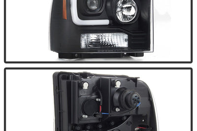SPYDER Spyder Ford F250/350/450 05-07 Projector Headlights - Light Bar DRL LED - Black PRO-YD-FS05V2-LB-BK - Lights