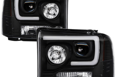 SPYDER Spyder Ford F250/350/450 05-07 Projector Headlights - Light Bar DRL LED - Black PRO-YD-FS05V2-LB-BK - Lights