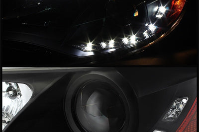 SPYDER Spyder Ford Focus 12-14 Projector Headlights Halogen Model Only - DRL Black PRO-YD-FF12-DRL-BK - Lights