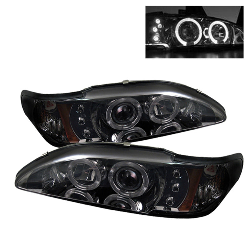 SPYDER Spyder Ford Mustang 94-98 1PC Projector LED Halo Amber Reflctr Smk PRO-YD-FM94-1PC-AM-SMC - Lights