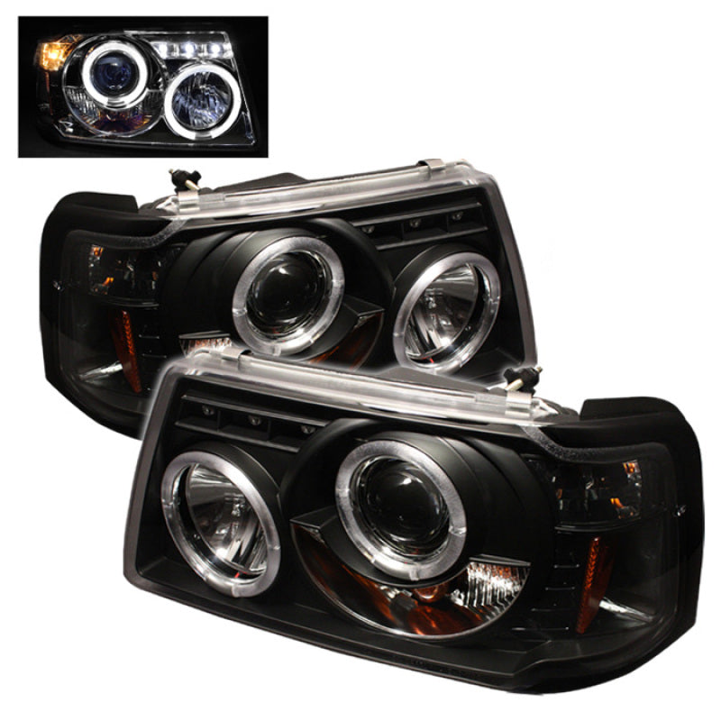 SPYDER Spyder Ford Ranger 01-11 1PC Projector Headlights LED Halo Blk PRO-YD-FR01-1PC-HL-BK - Lights
