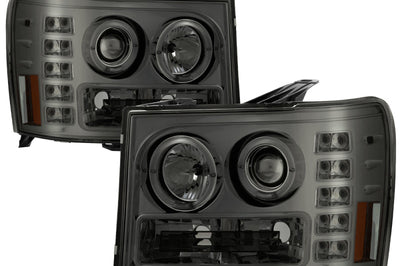 SPYDER Spyder GMC Sierra 1500/2500/3500 07-13 Projector Headlights LED Halo- Smoke PRO-YD-GS07-HL-SM - Lights
