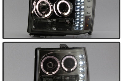 SPYDER Spyder GMC Sierra 1500/2500/3500 07-13 Projector Headlights LED Halo- Smoke PRO-YD-GS07-HL-SM - Lights