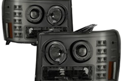 SPYDER Spyder GMC Sierra 1500/2500/3500 07-13 Projector Headlights LED Halo- Smoke PRO-YD-GS07-HL-SM - Lights
