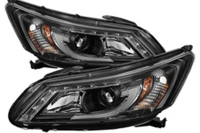 SPYDER Spyder Honda Accord 2013-2015 4DR Projector Headlights Light Bar DRL Black PRO-YD-HA13-LBDRL-BK - Lights