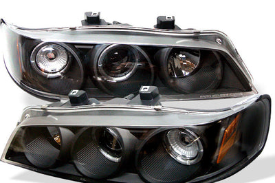 SPYDER Spyder Honda Accord 94-97 1PC Projector Headlights LED Halo Amber Reflctr Blk PRO-YD-HA94-AM-BK - Lights