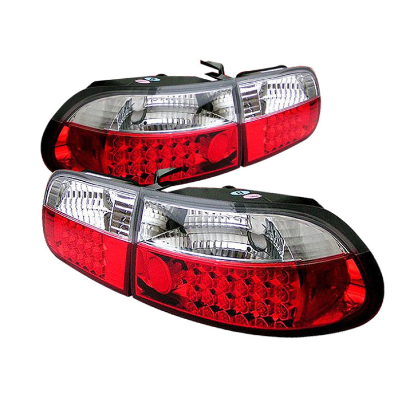 SPYDER Spyder Honda Civic 92-95 3DR LED Tail Lights Red Clear ALT-YD-HC92-3D-LED-RC