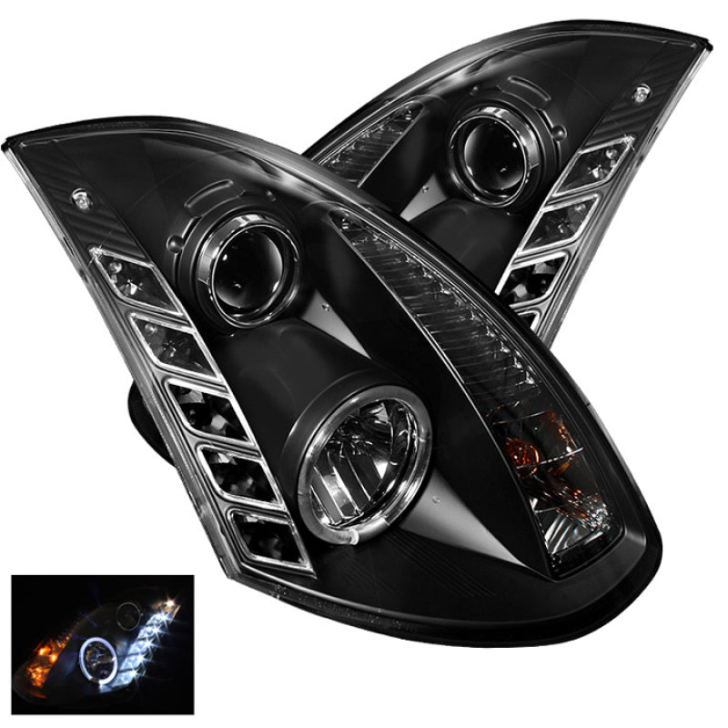 SPYDER Spyder Infiniti G35 03-07 2DR Projector Halogen - LED Halo DRL Blk High H4 PRO-YD-IG35032D-DRL-BK - Lights