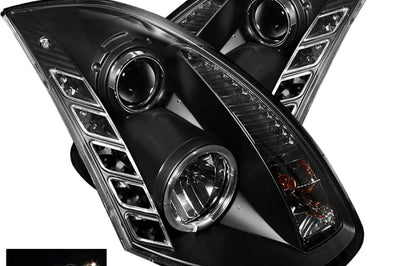 SPYDER Spyder Infiniti G35 03-07 2DR Projector Halogen - LED Halo DRL Blk High H4 PRO-YD-IG35032D-DRL-BK - Lights