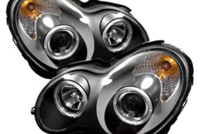 SPYDER Spyder Mercedes Benz C-Class 01-05 4 DrProjector Headlights Halogen LED Halo Blk PRO-YD-MBW203-HL-BK - Lights