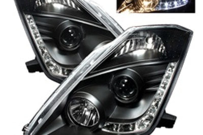 SPYDER Spyder Nissan 350Z 03-05 Projector Headlights Halogen Model Only - DRL Black PRO-YD-N350Z02-DRL-BK - Lights