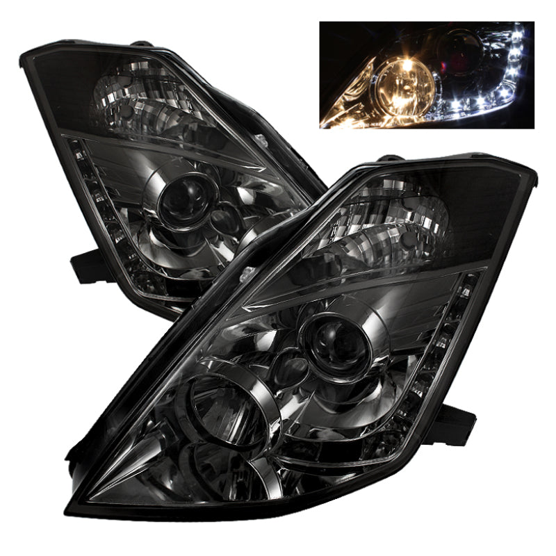 SPYDER Spyder Nissan 350Z 03-05 Projector Headlights Halogen Model Only - DRL Smoke PRO-YD-N350Z02-DRL-SM - Lights