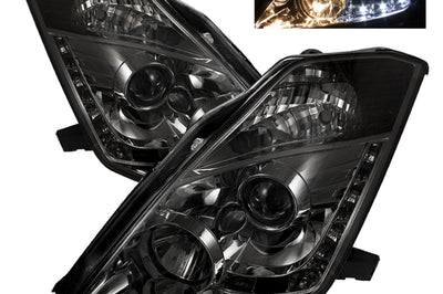 SPYDER Spyder Nissan 350Z 03-05 Projector Headlights Halogen Model Only - DRL Smoke PRO-YD-N350Z02-DRL-SM - Lights