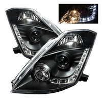 SPYDER Spyder Nissan 350Z 03-05 Projector Headlights Halogen Model Only - DRL Black PRO-YD-N350Z02-DRL-BK - Lights