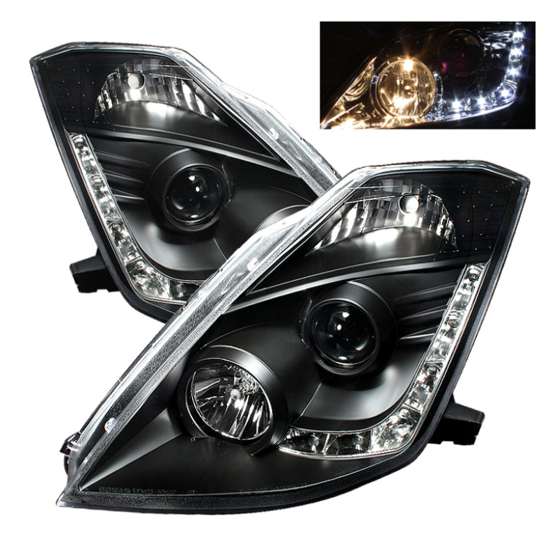 SPYDER Spyder Nissan 350Z 03-05 Projector Headlights Halogen Model Only - DRL Black PRO-YD-N350Z02-DRL-BK - Lights
