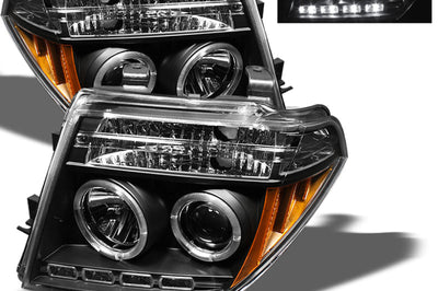 SPYDER Spyder Nissan Frontier 05-08 Projector Headlights LED Halo Blk PRO-YD-NF05-HL-BK - Lights