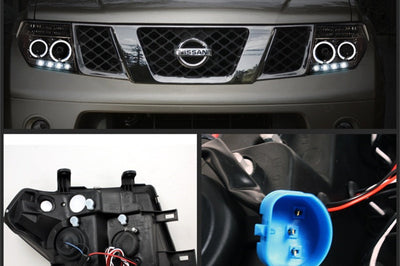 SPYDER Spyder Nissan Frontier 05-08 Projector Headlights LED Halo Smke PRO-YD-NF05-HL-SM - Lights