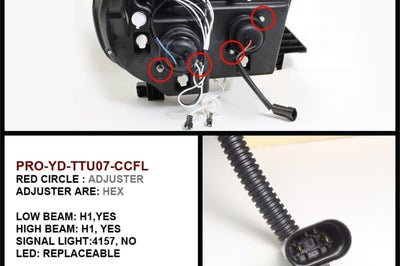 SPYDER Spyder Toyota Tundra 07-13 Projector Headlights CCFL Halo LED Blk PRO-YD-TTU07-CCFL-BK - Lights