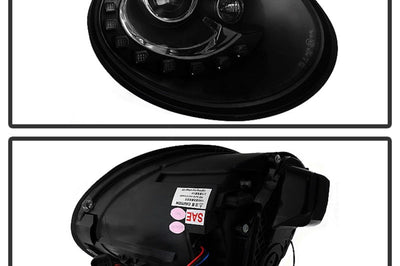 SPYDER Spyder Volkswagen Beetle 06-10 Projector Headlights DRL LED Black PRO-YD-VB06-DRL-BK - Lights