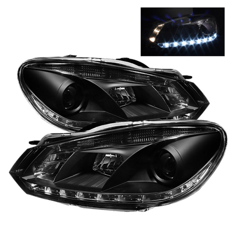 SPYDER Spyder Volkswagen Golf/GTI 10-13 Projector Headlights Halogen Model- DRL Blk PRO-YD-VG10-DRL-BK - Lights